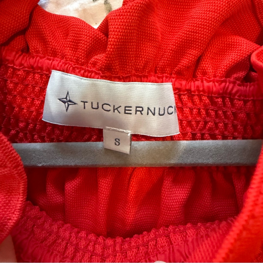 Tuckernuck Red Off the Shoulder Marguerite Blouse ruffle small - Picture 3 of 4